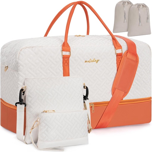 [BRSRA233AB6R4336] Weekender Bag for Women, 5 Pcs Set Carry on Overnight Bag, 23" Travel Duffel Bag with Waterproof Shoe Compartment