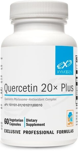 [BRSRA234OAMROCD7] XYMOGEN Quercetin 20× Plus - Quercetin Phytosome Supplement for Immune & Respiratory Support - With Vitamin C & Nettle Leaf - 60 Capsules