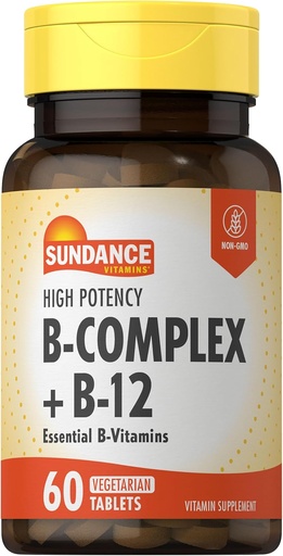 [BRSWKYYHB4DRECTE] Sundance Vitamin B-Complex | with B-12 | 60 Tablets | High Potency | Vegetarian, Non-GMO, and Gluten Free Supplement