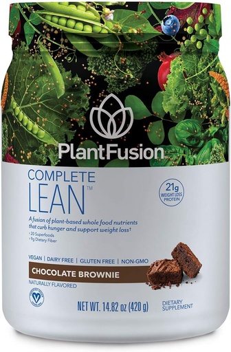[BRSWKHYRAYCROHA7] PlantFusion Complete Lean Plant Based Protein Powder - Prebiotický fiber, Superfoods & Digestive Enzymes - Vegan, gluten Free, Soy Free, Non- GMO - Chocolate Brownie 1 LB