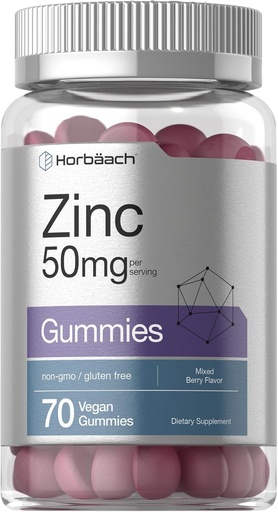 [BRSW2ZT7OZ6BMH37] Horbäach Zinc 50mg □ 70 chicletes □ Misturado sabor de Berry □ Vegan, não-GMO e Gluten Free Formula