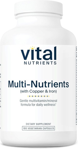 [BRSWIYQFBUOR63D2] Vital Nutrients Multi-Nutrients 4 | Citrate/Malate Formula (with Copper and Iron) | Multi Vitamin/Mineral Formula with Potent Antioxidants | Bioavailable Form | Non-GMO | 180 Capsules