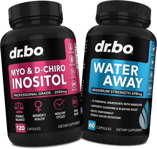 [BRSRAAA5OFYRAHY3] Myo- Inositol & D- Chiro Inositol & Water Away Pills - Retencja wody Diuretyki dla Gut Health & Noga Obrzęk - Suplementy dla kobiet do wspierania cyklu menstruacyjnego & Zdrowie kobiet