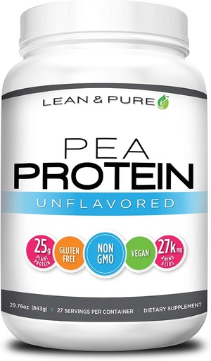 [BRSWGA37CIJRQALD] Lean & Pure Pea Protein Powder, Vegan, Low Carb, 25g Protein, Non GMO, Glutenfrei, 27 Servierungen, 843g