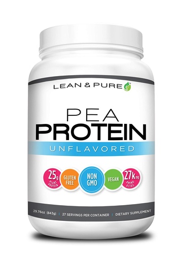 [BRSWGA37CIJRQALD] Lean & Pure Pea Protein Powder, Vegan, Low Carb, 25g of Protein, Non GMO, Gluten Free, 27 Servings, 843g