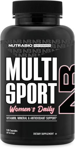 [BRSWKZAIA4FRGCDA] NutraBio Multisport for Women - Womens MultiVitamin - 33 Vitaminas, Minerales, Micronutrientes - Rich in Antioxidants - Apoya Peak Athletic Performance, Energy, Metabolism (120 cápsulas vegetales)