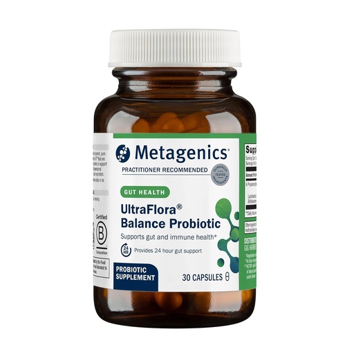 [BRSRAEI6CR4B4ETA] Metagenics UltraFlora Balance Probiotic - Shelf-Stable Daily Gut Health Supplement for Digestive & Immune Support* - Non-GMO & Gluten-Free - 30 Capsules