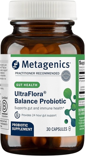 [BRSRAEI6CR4B4ETA] Metagenika UltraFlora Balance Probiotic - Shelf- Stabilní denní Gut doplněk zdraví pro stravitelné a imunitní podporu * - Non- GMO & Gluten- Free - 30 Kapsle