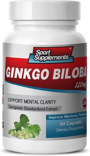 [BRSWYFAFAB6BADLJ] Brain Doplnky pre pamäť a zameranie - Ginkgo BILOBA 120MG - Gingko biloba Plant, Focus Doplnky pre dospelých, Gingko biloba Doplnky, Ginko biloba Pills Natural, Pamäťové doplnky - 1B 60 Caps
