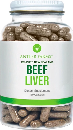 [BRSWGEIECEIAIFDH] Granjades d'Antler - 100% pur Nova Zelanda Beef Liver, 180 Capsules, 500mg - Gras Federals, Freds suplementaris, pura i clara rBGH Free, No Fillers o Additius
