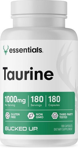 [BRSROHAYBMDQKHTJ] Kausēts Taurīns (1000 MG), Essentials (180 Servisi, 180 kapsulas)