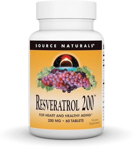 [BRSWIYAQAZ7QOELC] Source Naturals Resveratrol, for Heart and Healthy Aging* 200 mg - 60 Tablets