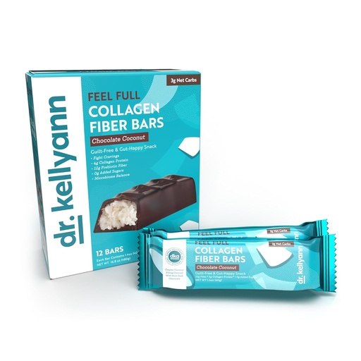 [BRSWGHTRCMIRODTL] Dr. Kellyann Keto Collagen Fiber Bar (12 Bars) – High Fiber, Low Carb, Gluten-Free, Keto & Paleo-Friendly, 1 Box