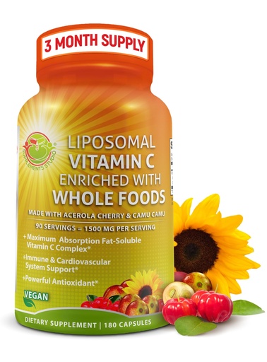 [BRSWYZANOAORUYI6] Liposomal Vitamin C Capsules - 1500mg - Made with Organic Acerola Cherries & Camu Camu, High Potency Vitamin C Liposomal - Immune Support Supplement, Enhanced Absorption & Bioavailability - 180 Count