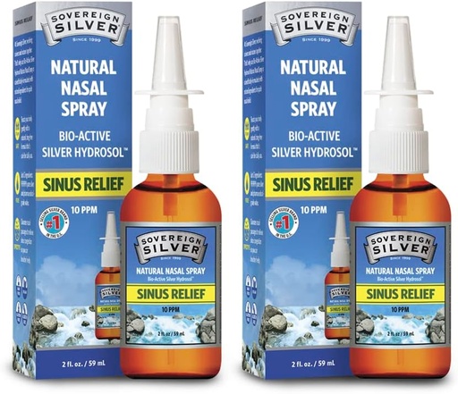 [BRSROYYZDJ6QKFA2] Sovereign Silver Bio-Active Colloidal Silver Hydrosol for Immune Support - 10ppm - 2oz - Nasal Spray - Pack of 2