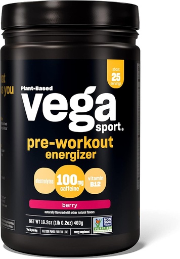 [BRSWGFD7A4PRMFLU] Vega Sport Energizer, Acai Berry, Pre Workout Powder for Women and Men, Supports Energy and Focus, Electrolytes, Vegan, Keto, Gluten Free, Dairy Free, Non GMO (25 Servings) , 1.01 Pound (Pack of 1)