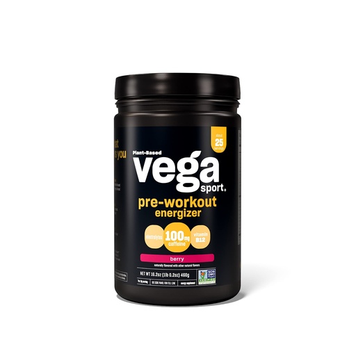 [BRSWGFD7A4PRMFLU] Vega Sport Pre-Workout Energizer Berry (25 Servings) Pre Workout Powder for Women and Men, Supports Energy and Focus, Electrolytes, Vegan, Keto, Gluten Free Non GMO, 1.1 lbs (Packaging May Vary)