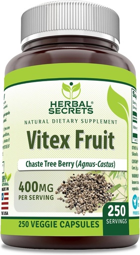[BRSROAQ5PJ5RAYDG] Herbal Secrets Vitex Fruit 400 mg 250 capsule vegetali Supplemento | Non OGM | Gluten Free | Made in USA