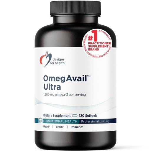 [BRSWIYAEAIOWCHT4] Designs for Health OmegAvail Ultra TG Fish Oil 1200mg - Triglyceride Form Omega 3 Fish Oil Supplement with DHA/EPA - No Fishy Aftertaste (120 Softgels)