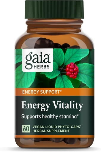 [BRSWIYL7C4ARUFI3] Gaia Herbs Energy Vitality - Energy Support Supplement to Maintain Healthy Energy and Stress Levels - with Ginkgo, Ginseng, Green Tea, and Nettle* - 60 Vegan Liquid Phyto-Capsules (20-Day Supply)