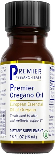 [BRSWYBDRBUCRG3Y4] Premier Research Labs Premier Oregano Oil - Oil of Oregano Drops with Carvacrol, Edible Oregano Essential Oil Supplement for Immune & Gut Health - 0.5 Fl Oz