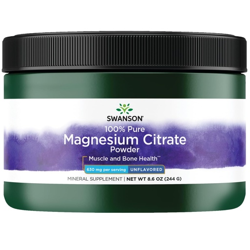 [BRSWIZQDO5YRME3G] Swanson 100% Pure Magnesium Citrate Powder - Unflavored 630 mg 8.6 oz Pwdr