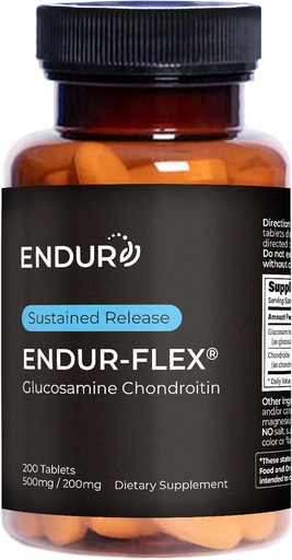 [BRSWKZT3CYDR6FT4] ENDUR-FLEX, Glucosamine Chondroitin Joint Support Supplement For Helping Preserve Your Active Mobility, Gluten Free, 500mg/200mg (200 Tablets)