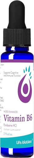 [BRSWIZQ4BYMQK33O] 生命解决方案 维生素B6 Pyridoxine HCI - B维生素补充剂,B6维生素 25mg - 代谢剂,能量和神经系统支持 2oz液滴剂的基本B6补充剂
