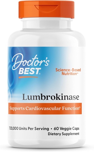 [BRSWIY3QBN4GA2Y3] Doctors Best Lumbrokinase, Supports Heart Function, 720,000 Units Per Serving, 60 Veggie Caps