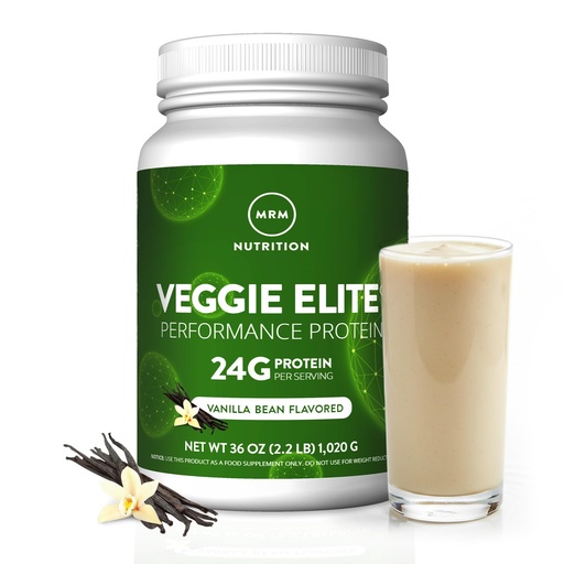 [BRSWIFANOEOGAHTY] MRM Veggie Elite Performance Protein - Vanilla Bean, Plant-Based Powder, 24g Protein per Serving with BCAAs & Digestive Enzymes, Clinically Tested - Vegan, Gluten-Free - 30 Servings