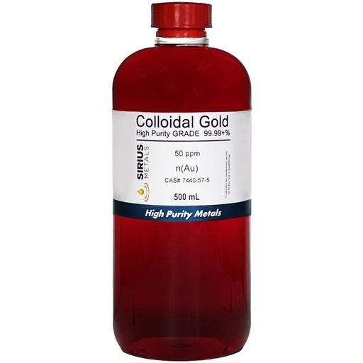 [BRSWKZI7AIIGEA34] True Colloidal Gold – 50 ppm - 99.99+% Purity - 500 mL (16.9 Fl Oz) in Clear BPA-Free Plastic Bottle - Made in USA