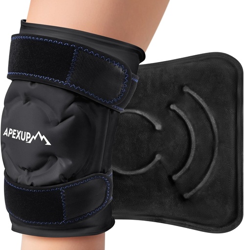 [BRSRAZIFOQHQE3L2] APEXUP Ice Pack for Knee Pain Relief, Large Reusable Wrap After Surgery, Flexible Gel Cold Pack for Injuries, Pain Relief for Back, Shoulder, Elbow, Ankle and Leg (Black, L, 1PK)