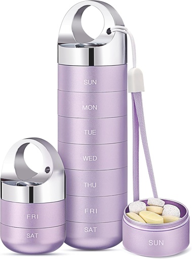 [BRSROEIKDJ4B4GY6] Zannaki Metal Travel Pill Organizer, Portable Waterproof Weekly Pill Box, Large Aluminum Alloy Pill Case Container, BPA Free 7 Day Daily Medicine Organizer Holder for Vitamin, Fish Oil, Supplement