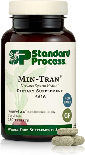 [BRSROZYTAAIAGG3F] Standard Process Min-Tran - Nervous System Health Supplement - Good Source of Magnesium - Supports Sleep Pathways & a Healthy Stress Response - Gluten-Free, Non-Dairy & Non-Soy - 180 Tablets