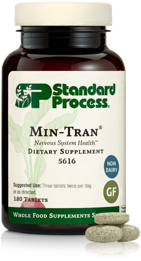 [BRSROZYTAAIAGG3F] Standard Process Min-Tran - Nervous System Health Supplement - Good Source of Magnesium - Supports Sleep Pathways & a Healthy Stress Response - Gluten-Free, Non-Dairy & Non-Soy - 180 Tablets