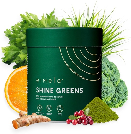 [BRSRA2T3PNYRSGTD] eimele | Shine Greens | Plant-Based Superfood Greens Powder for Gut Health | Supports Energy, Digestion & Immunity | Packed with Antioxidants, Essential Nutrients & Probiotics | 42 Servings (5.29oz)