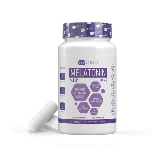 [BRSROBIHCFYREELA] Melatonin for Sleeping for Men & Women - Sleep Melatonin w/Valerian Root Extract - Vegan Melatonin 10 Mg Capsules - Sleep Aid for Adults - Deep Sleep Supplements to Ease Jet Lag Strain