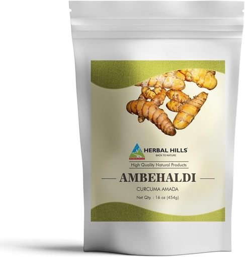 [BRSWYGIOPMBQKFD6] HERBAL HILLS Ambehaldi Powder Turmeric Powder/Amba Haldi/Curcuma Amada/Curcuma Longa/Turmeric Curcumin | 16 Oz (454 GMS)