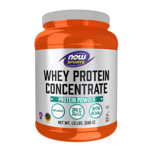 [BRSWIGIQBACQK2T4] NOW Foods Sports Nutrition, Whey Protein Concentrate, 24 g With BCAAs, Unflavored Powder, 1.5-Pound