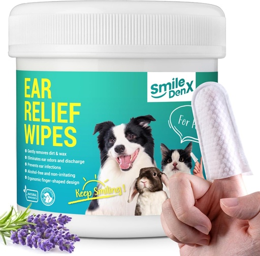 [BRSRAGQ7C5YAK2T5] Dog Ear Cleaner Wipes - Dog Ear Infection Treatment Fast Relief from Ear Itching and Inflammation, Cat Ear Wipes Gently Remove Ear Wax Debris and Smelly (50 Pcs, Lavender)