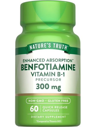 [BRSW2BQ5C56QKHTU] Nature's Truth Benfotiamine | 300mg | 60 Count | Non-GMO and Gluten Free Supplement | Vitamin B1 Precursor