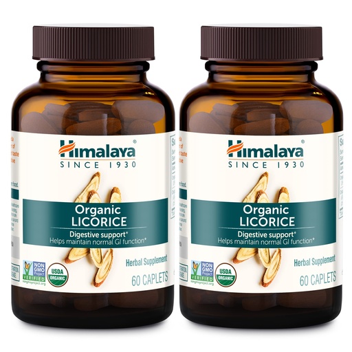 [BRSWIYYPOMNWI334] Himalaya USDA Organic Licorice Root Extract(Glycyrrhiza glabra), Digestive Health Supplement for Upset Stomach Relief and Occasional Bloating and Heartburn, Vegan, Non-GMO, Non-DGL, 120 Caplets