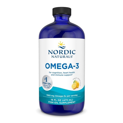 [BRSWIYA6C4FBQELO] Nordic Naturals Omega-3, Lemon Flavor - 16 oz - 1560 mg Omega-3 - Fish Oil - EPA & DHA - Immune Support, Brain & Heart Health, Optimal Wellness - Non-GMO - 96 Servings