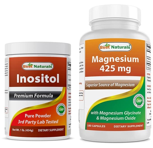 [BRSRMBQECQMQKHLA] Best Naturals Inositol Powder 1 Lb & Magnesium Glycinate 425 mg