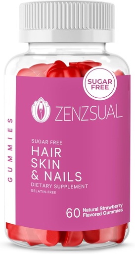 [BRSRO233PIMWMEL5] ZENZSUAL Hair, Skin and Nails Gummies – Multivitamin with Biotin, Vitamin C, B12 and Zinc – Vegan Supplement and Sugar Free (60 Gummies)