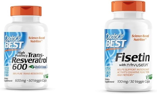 [BRSRAYYYAQMAA23L] Doctor's BEST Trans-Resveratrol 600 mg 60 Count & Fisetin with Novusetin 100 mg 30 Count