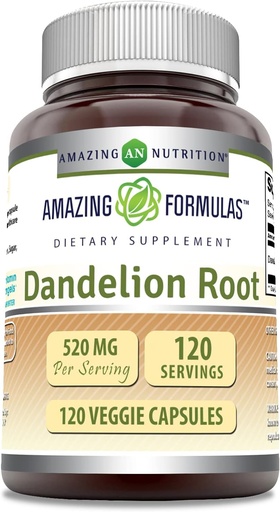 [BRSROYAZBAHR6333] Amazing Supples Dandelion Root (Taraxacum Officinale) Supplement Equipment 124; 520 Mg Per Serving Equipment 124; 120 Veggie Capsules Equipment 124; Non-GMO Equipment 124; Gluten- Free Equipment 124; Made in USA