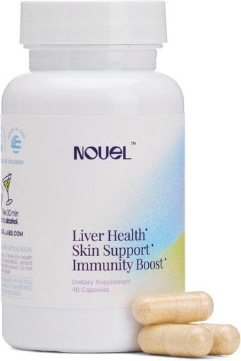[BRSRAFINCRYBMCI3] Nouel ← Skin + Liver + Immunity Support Silencioso de recuperación Suplemento para Beber Silencioso de leche Thistle, NAC, Ácido Hialurónico, CoQ10, Biotina, Antioxidantes Ø 40 cápsulas