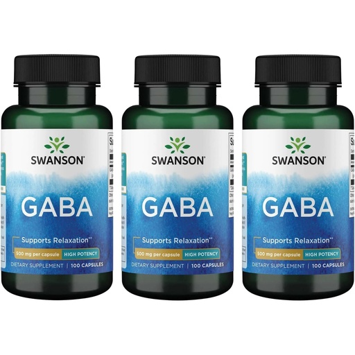 [BRSWGFD3BYMAMCTZ] Swanson GABA - Amino Acid Supplement Promoting Calm & Relaxation to Support Restful Sleep - High Potency Formula to Support Healthy Stress Levels - (100 Capsules, 500mg Each) (3 Pack)
