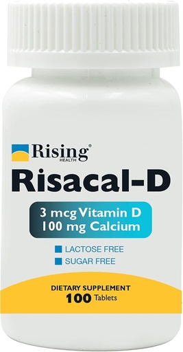 [BRSWIFIOO4EA2DL4] Rising Health - Risacal-D - Vitamin D3 & Calcium Supplement - 100 Tablets